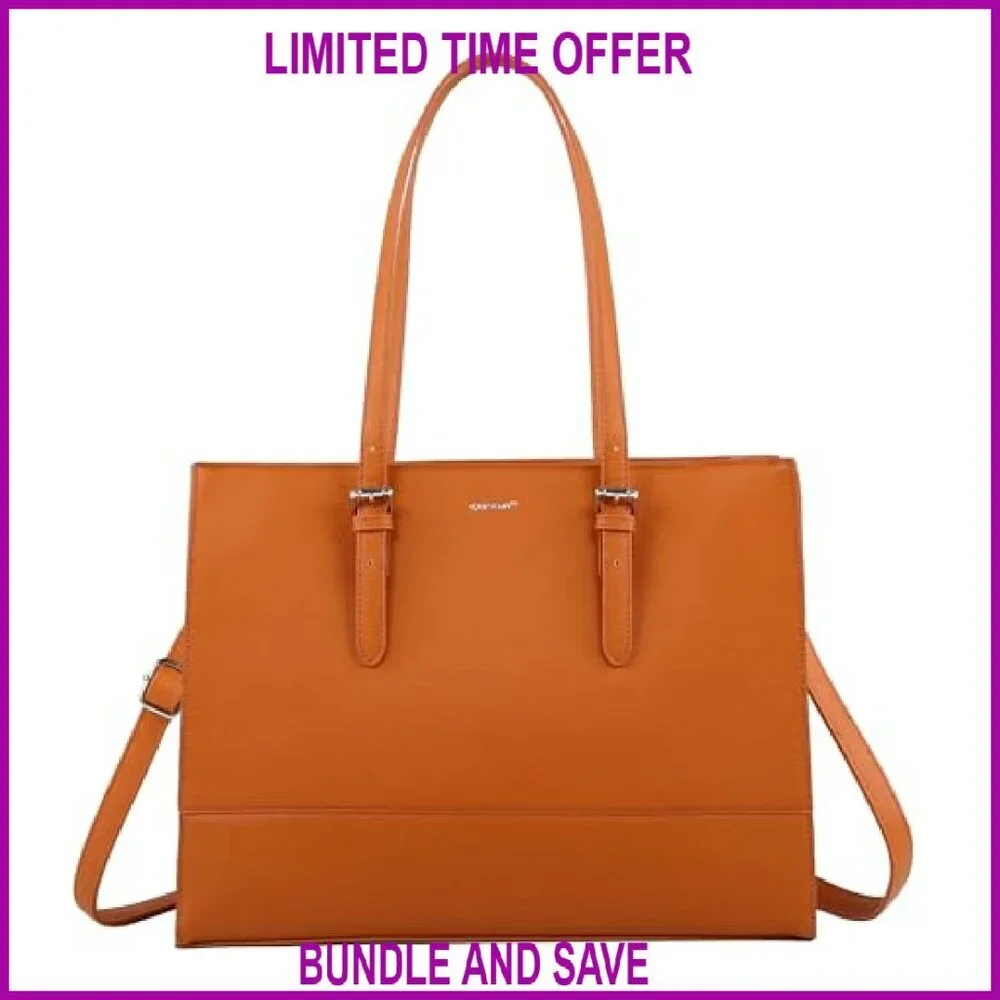15.6 Inch Laptop Tote Bag, Premium Work Shoulder Bag with Multiple Carrying